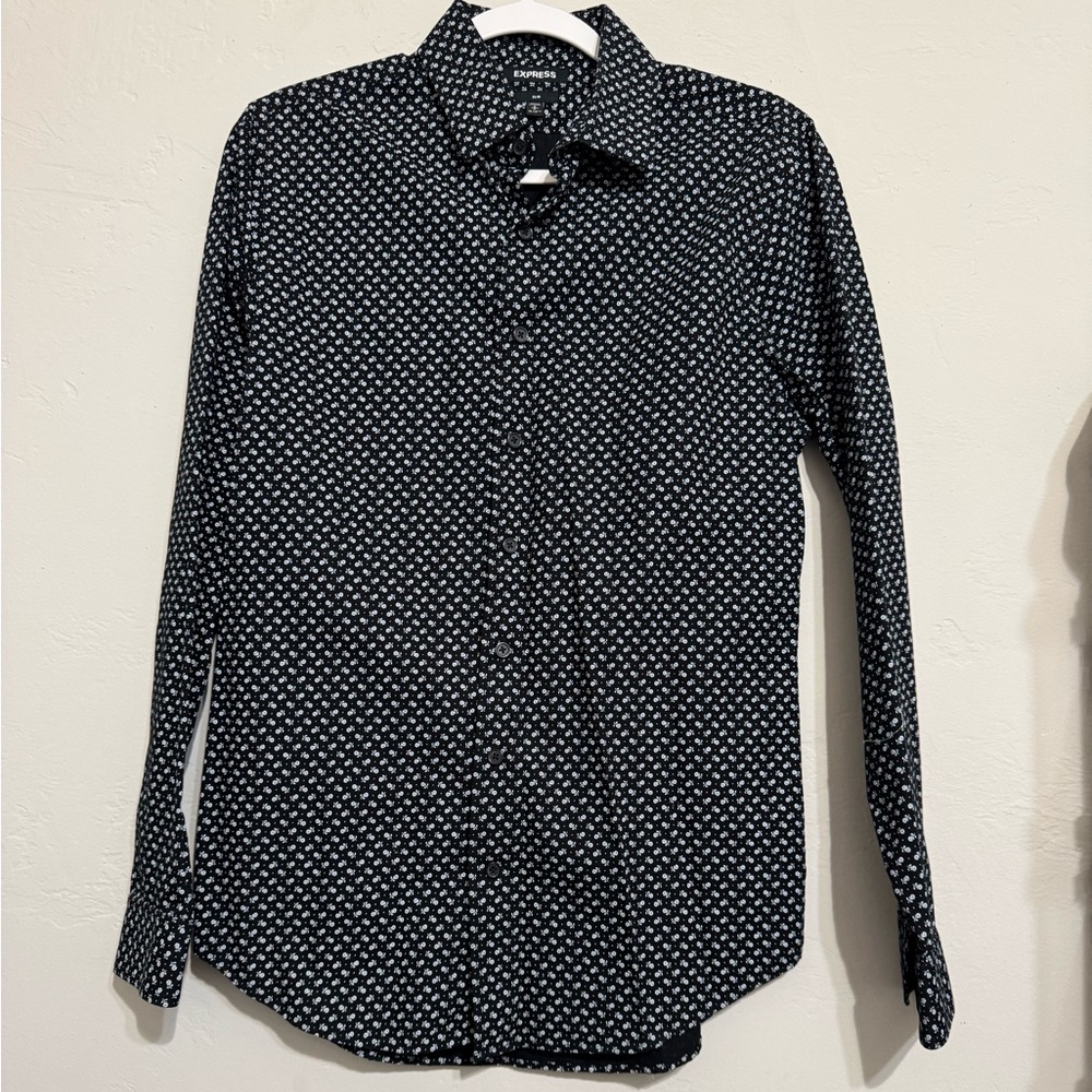 Express Slim Floral Dress Shirt (S)